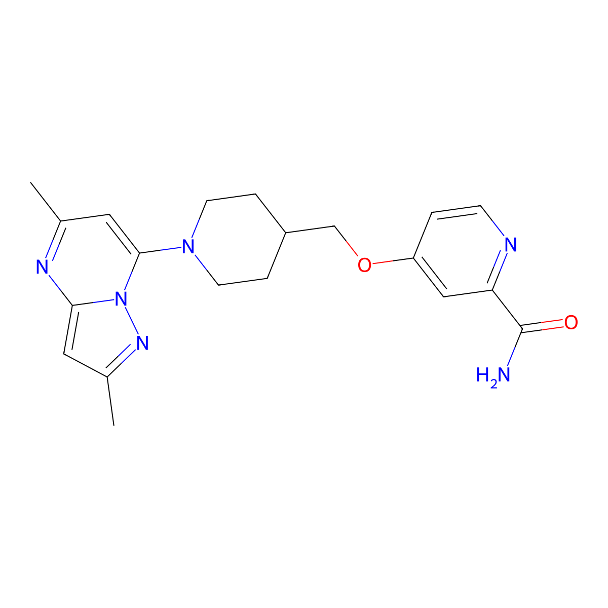 4-[(1-{2,5-Dimethylpyrazolo[1,5-a]pyrimidin-7-yl}piperidin-4-yl)methoxy]pyridine-2-carboxamide molecular structure, CAS 2877690-54-3
