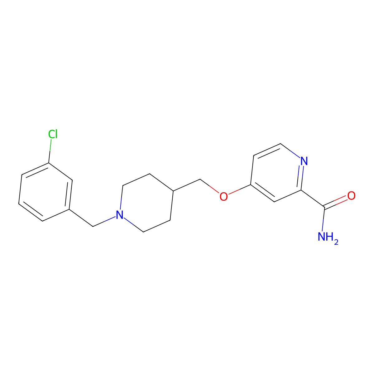 4-({1-[(3-Chlorophenyl)methyl]piperidin-4-yl}methoxy)pyridine-2-carboxamide molecular structure, CAS 2877690-59-8