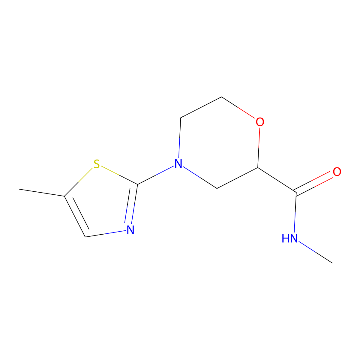 N-methyl-4-(5-methyl-1,3-thiazol-2-yl)morpholine-2-carboxamide molecular structure, CAS 2877690-60-1