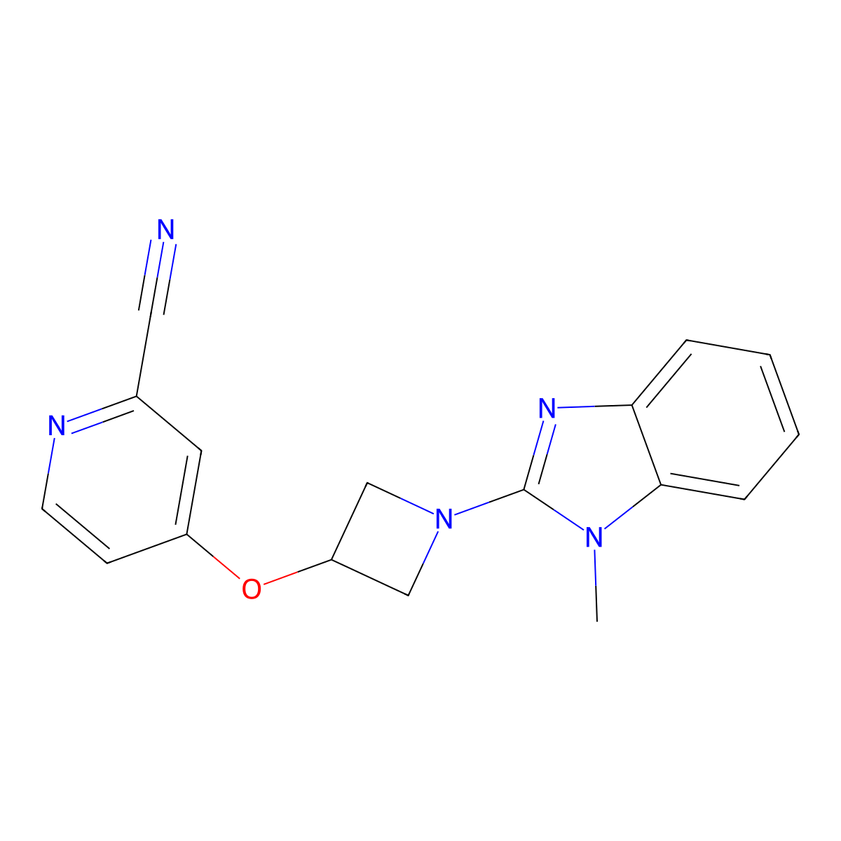 4-{[1-(1-methyl-1H-1,3-benzodiazol-2-yl)azetidin-3-yl]oxy}pyridine-2-carbonitrile molecular structure, CAS 2877690-71-4