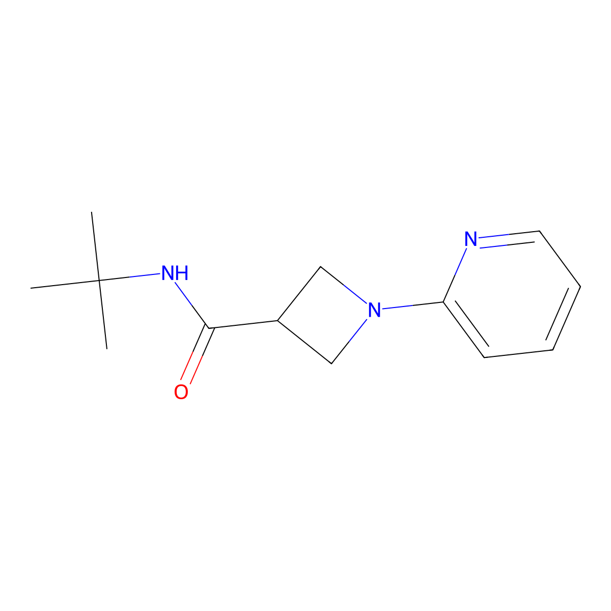 N-tert-butyl-1-(pyridin-2-yl)azetidine-3-carboxamide molecular structure, CAS 2877690-73-6
