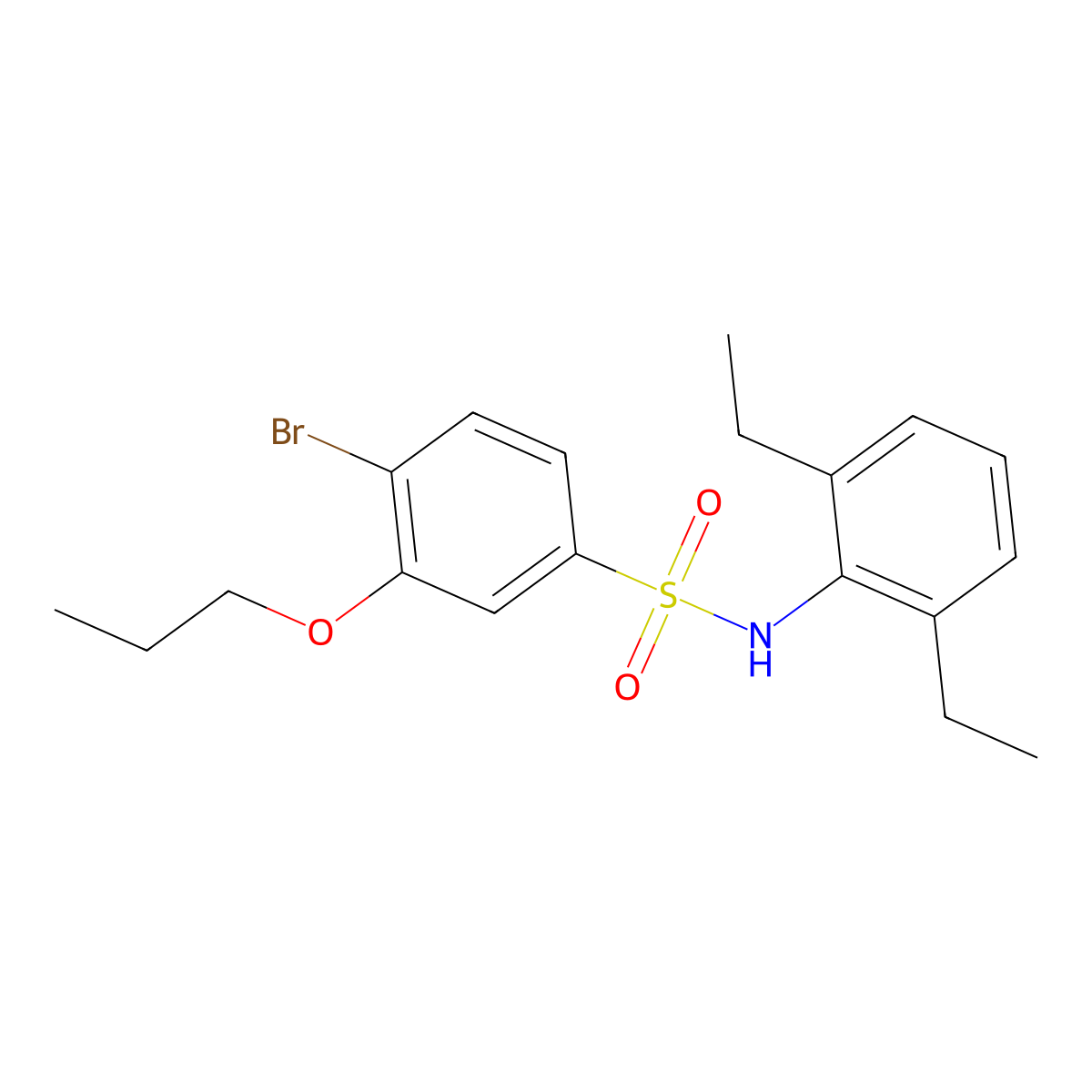 4-bromo-N-(2,6-diethylphenyl)-3-propoxybenzene-1-sulfonamide molecular structure, CAS 2877690-76-9