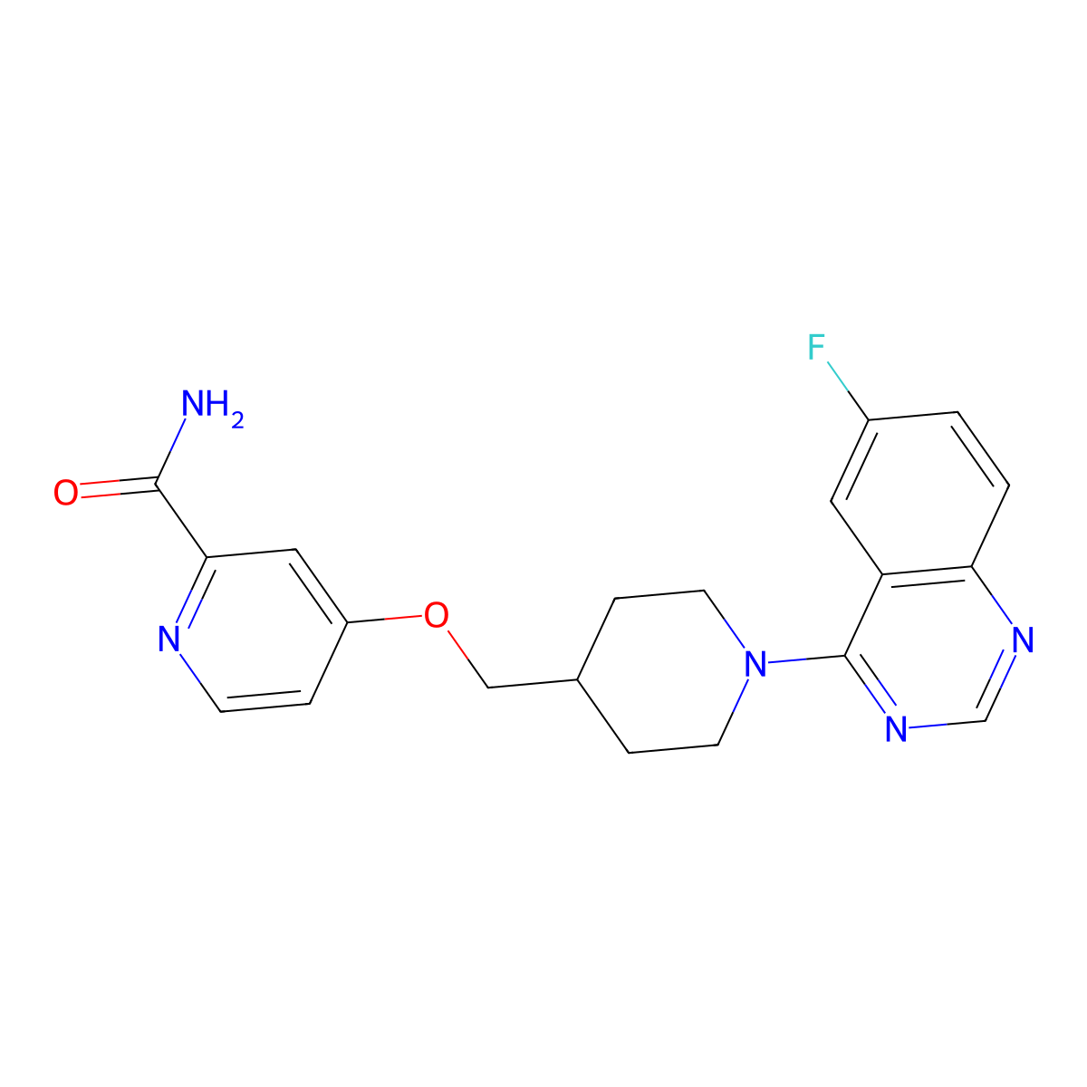 4-{[1-(6-Fluoroquinazolin-4-yl)piperidin-4-yl]methoxy}pyridine-2-carboxamide molecular structure, CAS 2877690-79-2