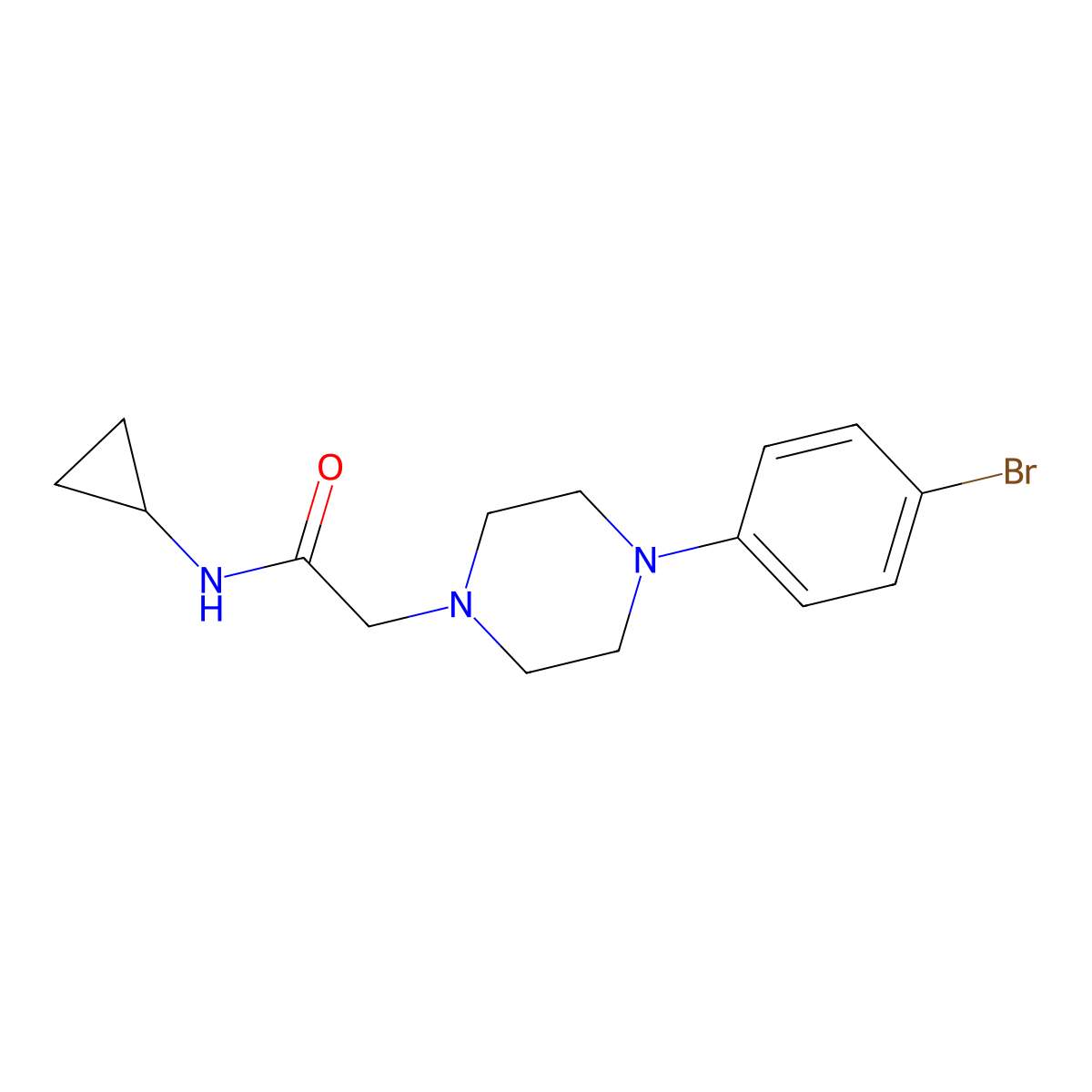 2-[4-(4-bromophenyl)piperazin-1-yl]-N-cyclopropylacetamide molecular structure, CAS 2877690-91-8