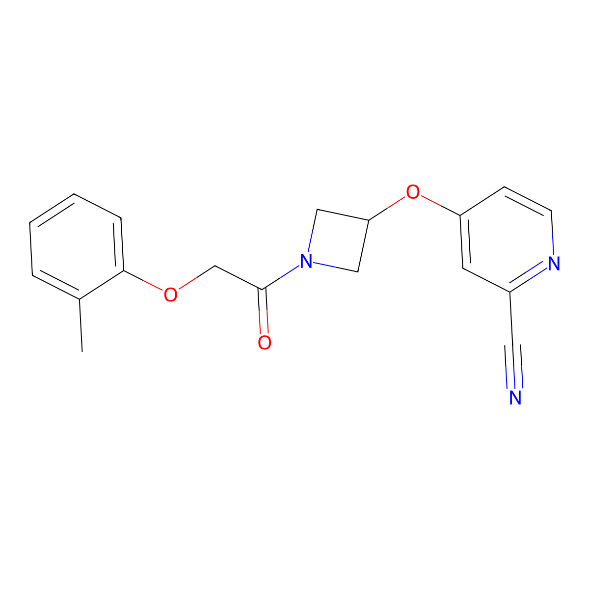 4-({1-[2-(2-Methylphenoxy)acetyl]azetidin-3-yl}oxy)pyridine-2-carbonitrile molecular structure, CAS 2877690-97-4