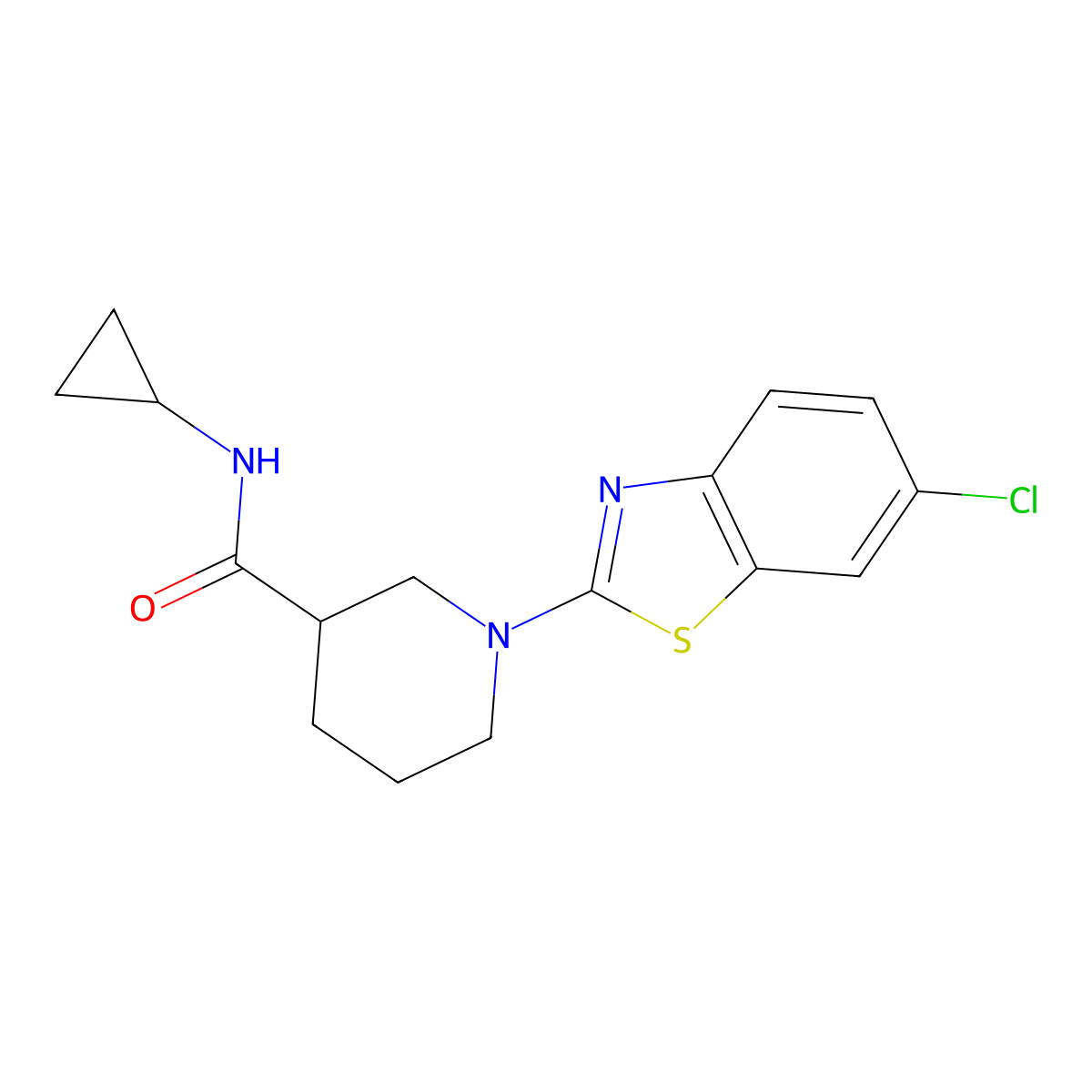 1-(6-chloro-1,3-benzothiazol-2-yl)-N-cyclopropylpiperidine-3-carboxamide molecular structure, CAS 2877691-04-6