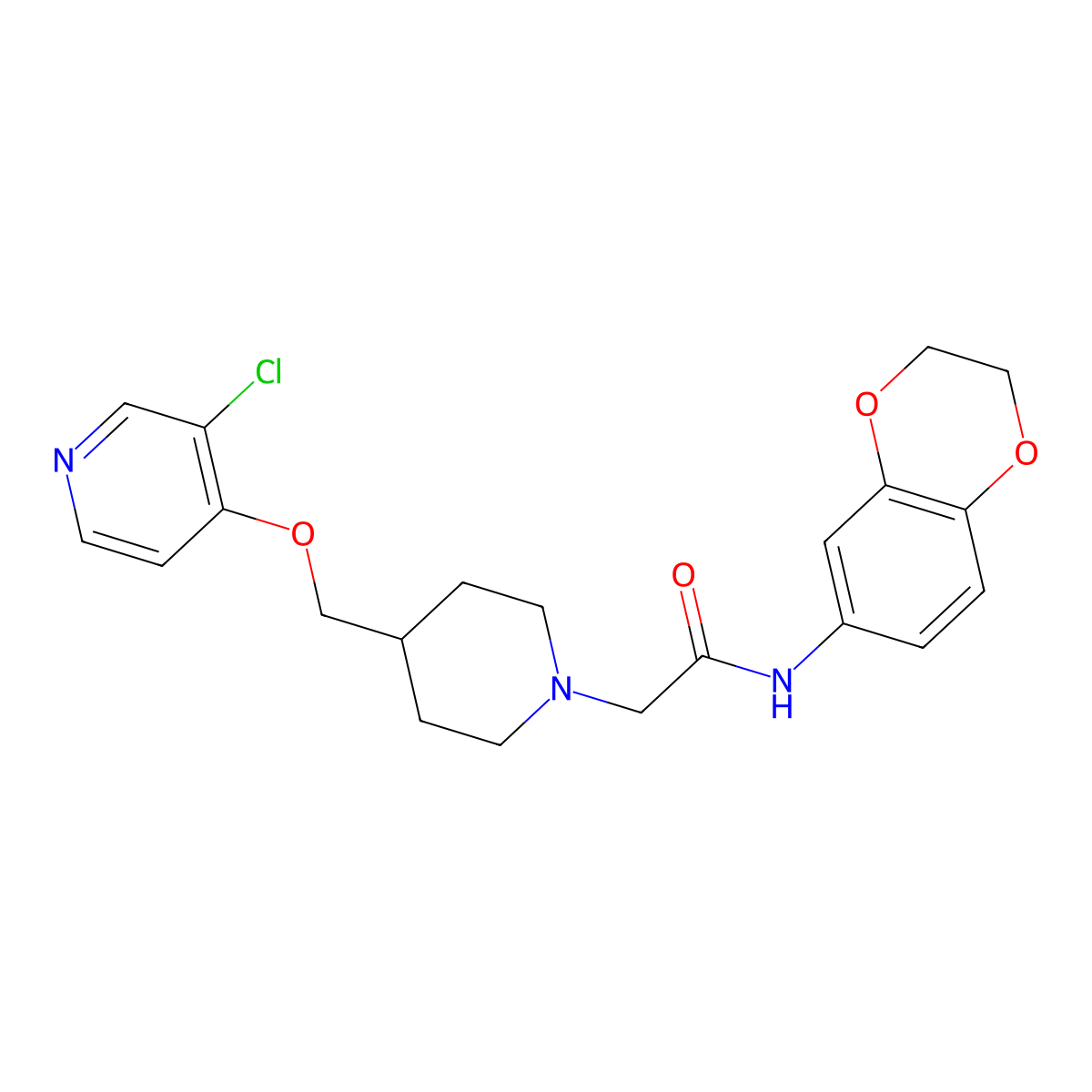 2-(4-{[(3-chloropyridin-4-yl)oxy]methyl}piperidin-1-yl)-N-(2,3-dihydro-1,4-benzodioxin-6-yl)acetamide molecular structure, CAS 2877691-12-6