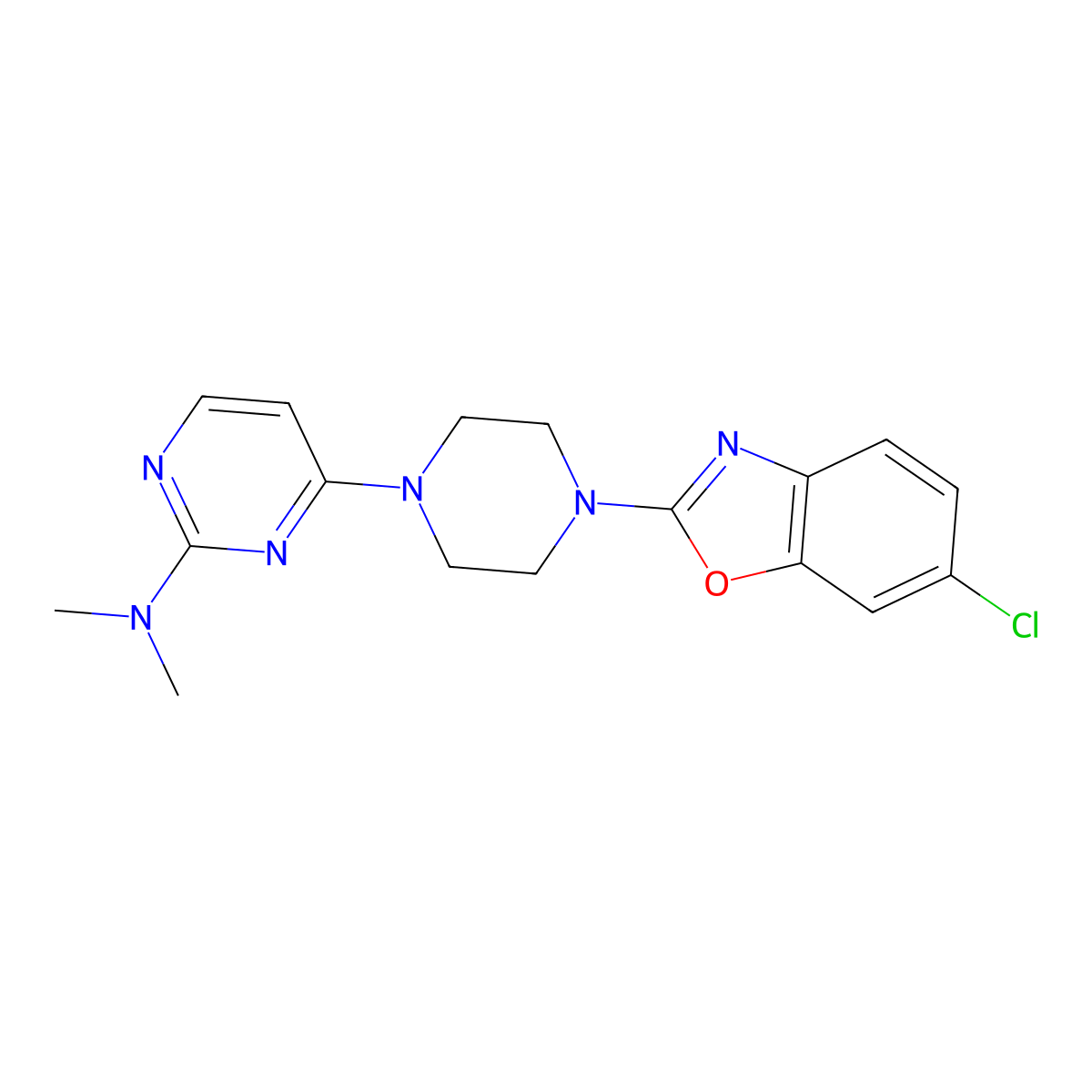 4-[4-(6-chloro-1,3-benzoxazol-2-yl)piperazin-1-yl]-N,N-dimethylpyrimidin-2-amine molecular structure, CAS 2877691-13-7