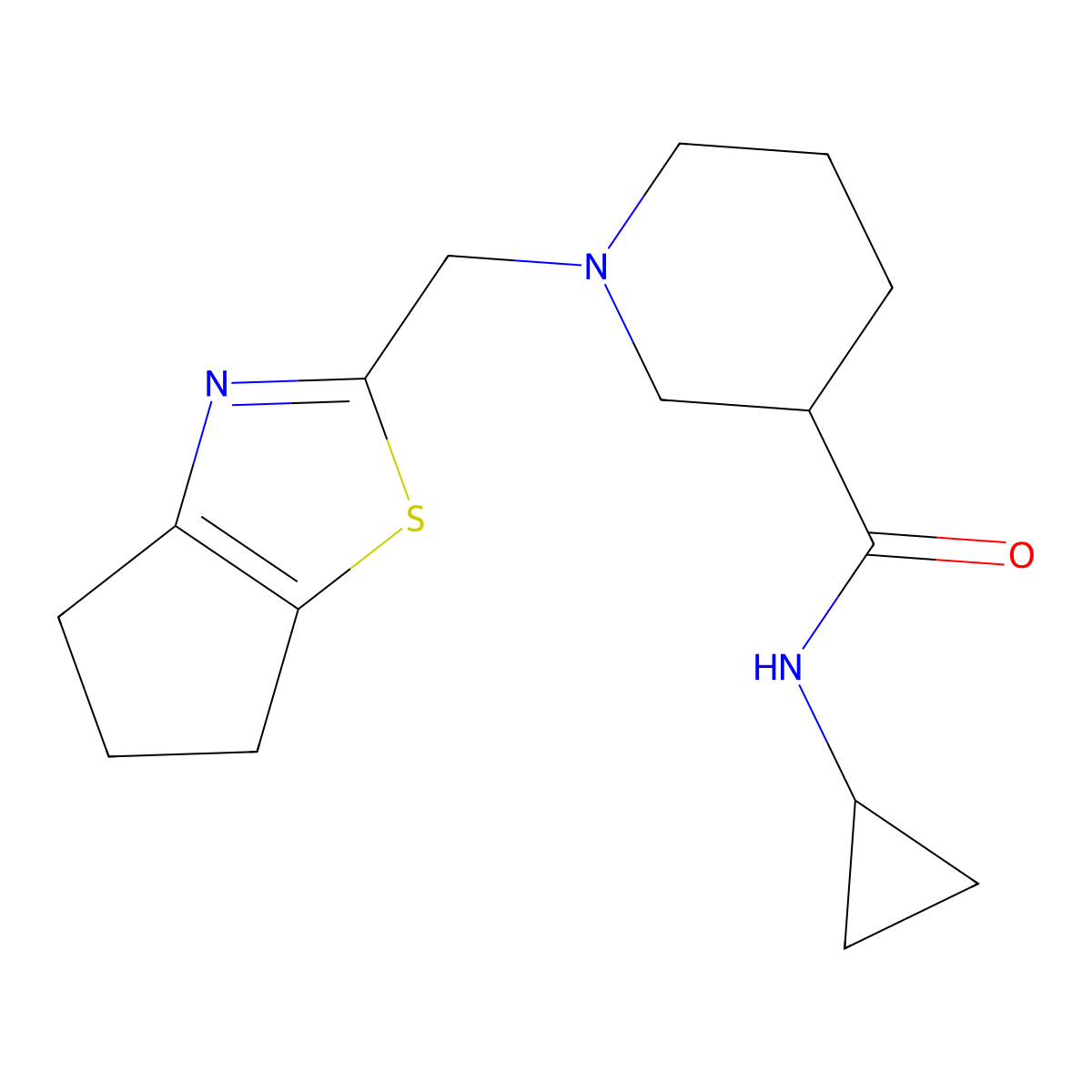 1-({4H,5H,6H-cyclopenta[d][1,3]thiazol-2-yl}methyl)-N-cyclopropylpiperidine-3-carboxamide molecular structure, CAS 2877691-16-0