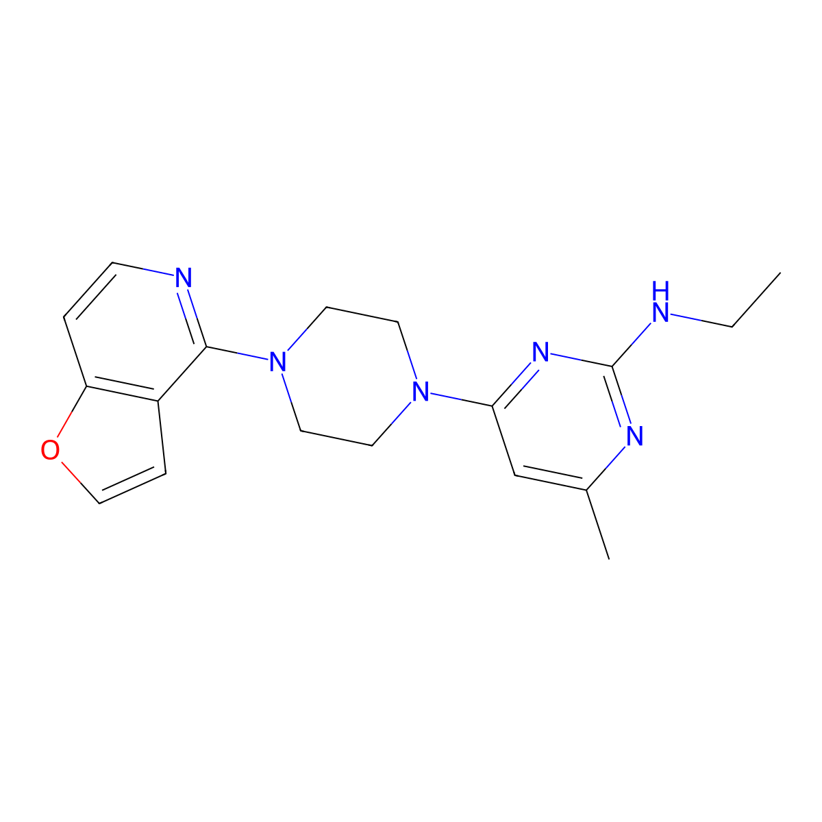 N-ethyl-4-(4-{furo[3,2-c]pyridin-4-yl}piperazin-1-yl)-6-methylpyrimidin-2-amine molecular structure, CAS 2877691-18-2