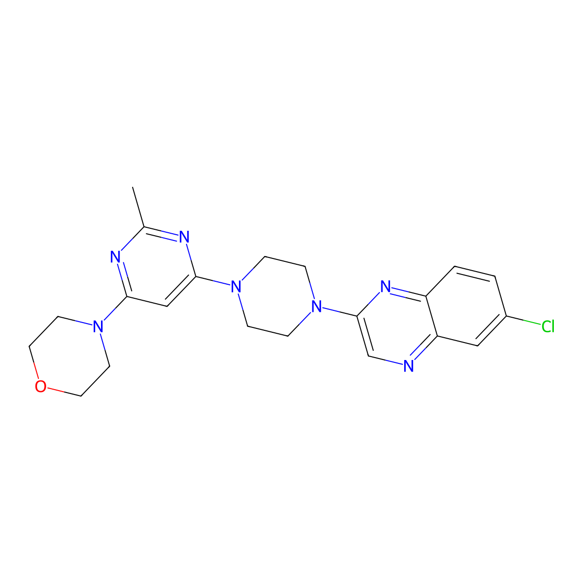 6-Chloro-2-{4-[2-methyl-6-(morpholin-4-yl)pyrimidin-4-yl]piperazin-1-yl}quinoxaline molecular structure, CAS 2877691-19-3