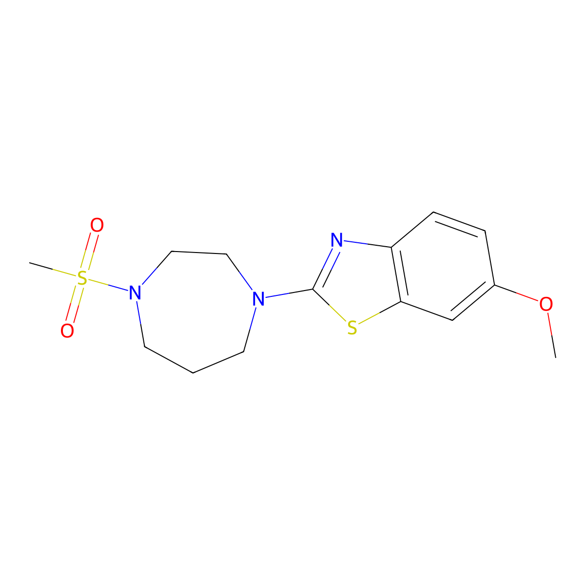 2-(4-Methanesulfonyl-1,4-diazepan-1-yl)-6-methoxy-1,3-benzothiazole molecular structure, CAS 2877691-24-0