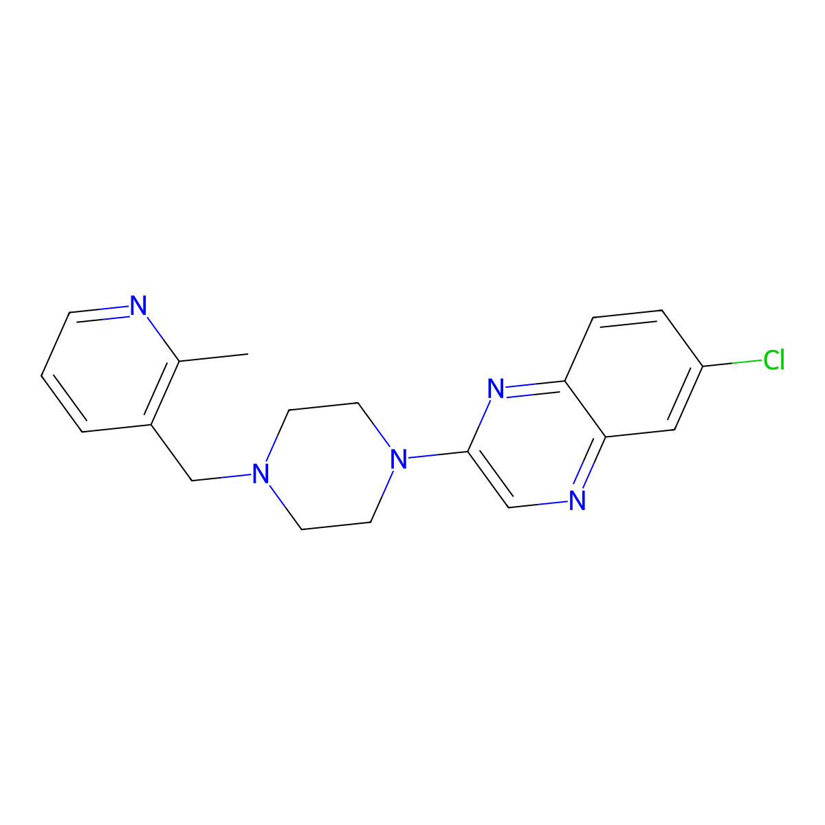 6-Chloro-2-{4-[(2-methylpyridin-3-yl)methyl]piperazin-1-yl}quinoxaline molecular structure, CAS 2877691-25-1