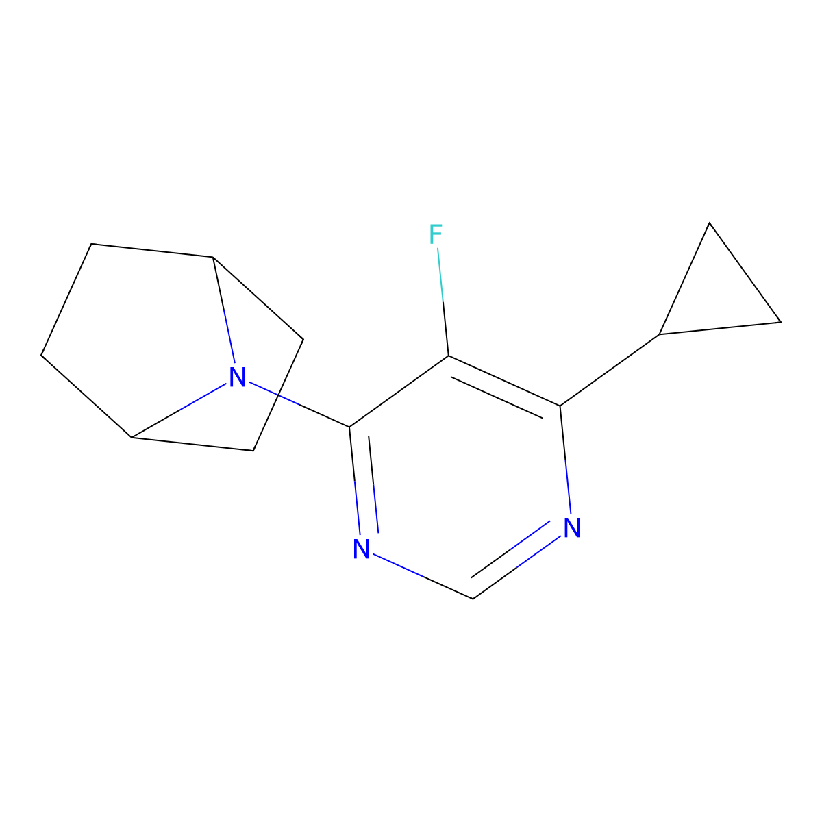 7-(6-Cyclopropyl-5-fluoropyrimidin-4-yl)-7-azabicyclo[2.2.1]heptane molecular structure, CAS 2877691-26-2