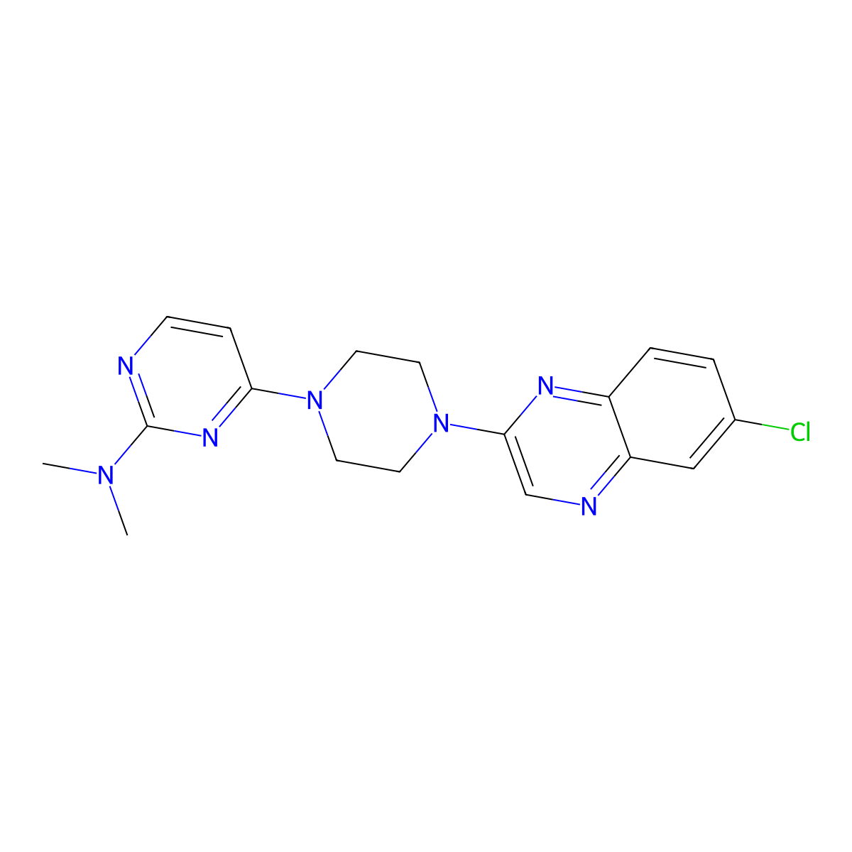 4-[4-(6-chloroquinoxalin-2-yl)piperazin-1-yl]-N,N-dimethylpyrimidin-2-amine molecular structure, CAS 2877691-31-9