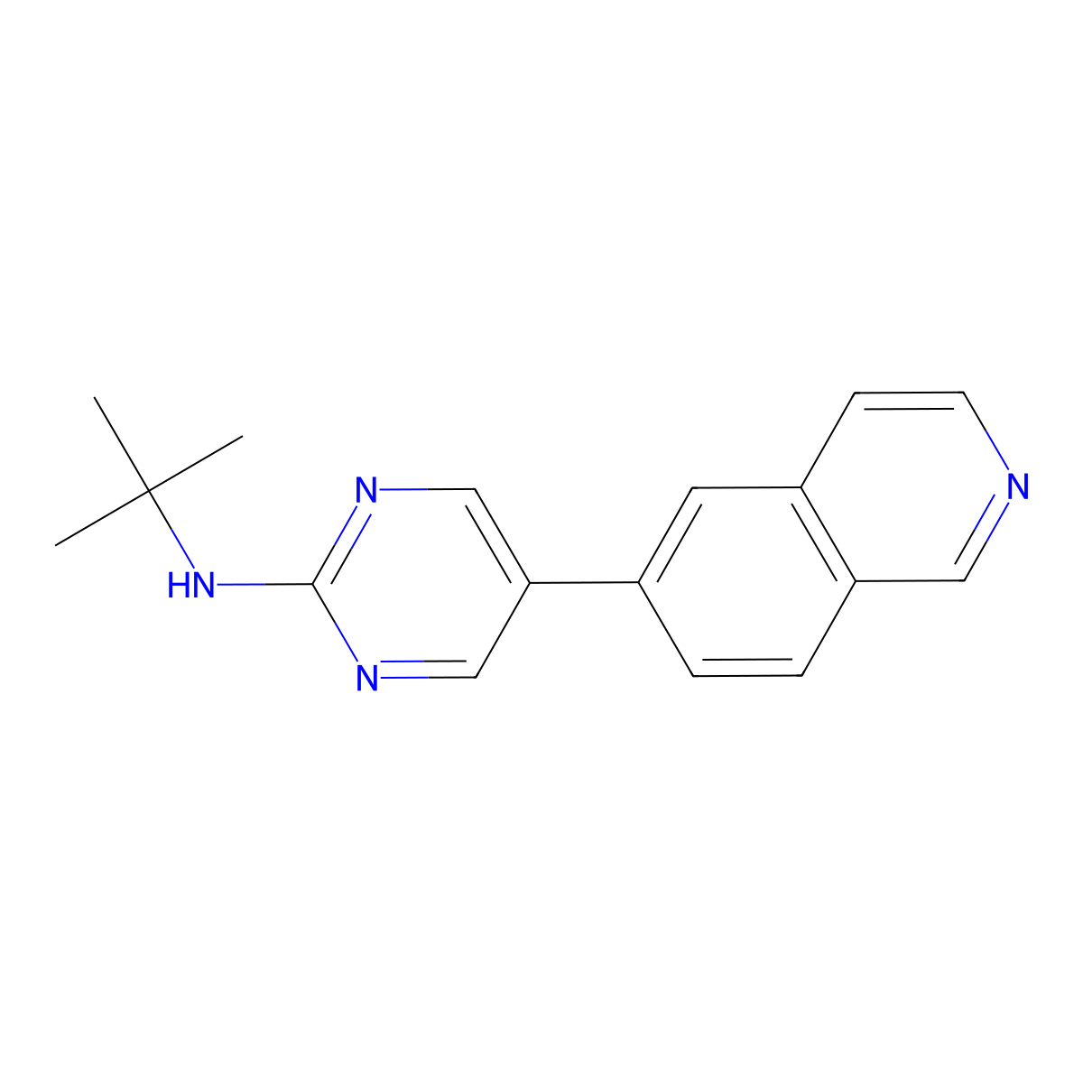 N-tert-butyl-5-(isoquinolin-6-yl)pyrimidin-2-amine molecular structure, CAS 2877691-32-0