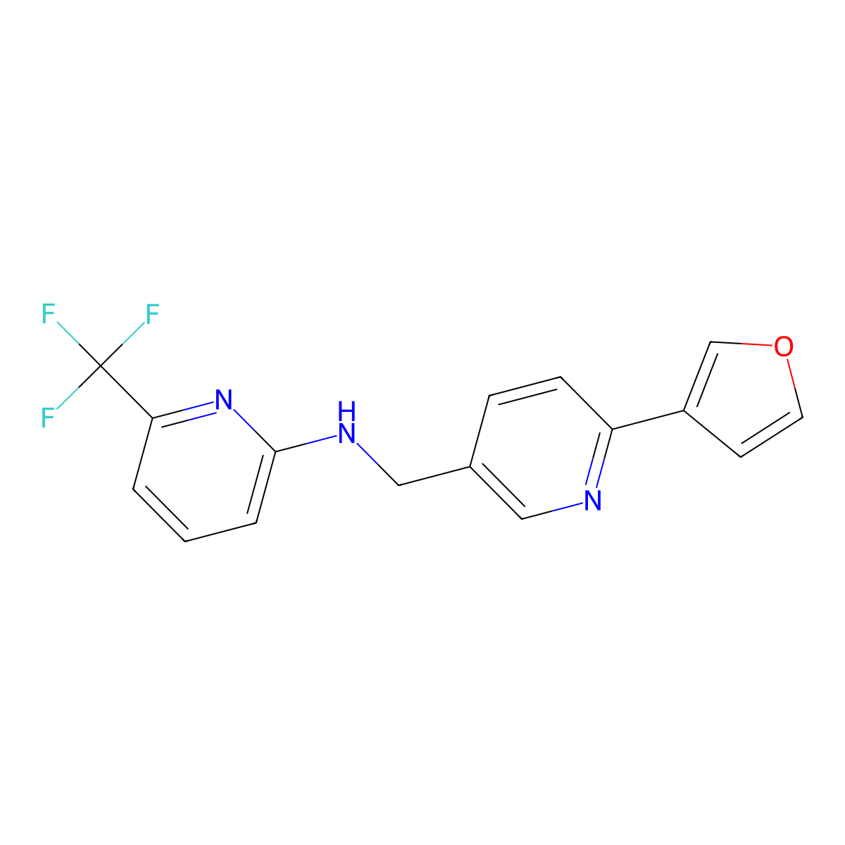 N-{[6-(furan-3-yl)pyridin-3-yl]methyl}-6-(trifluoromethyl)pyridin-2-amine molecular structure, CAS 2877691-34-2