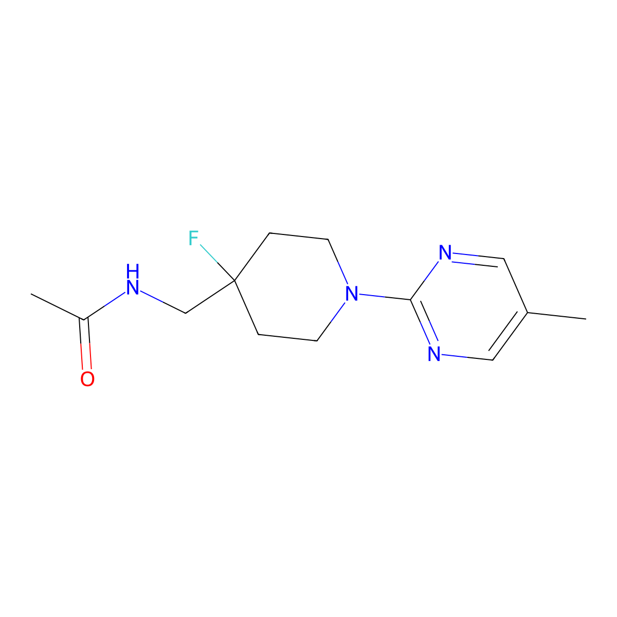 N-{[4-fluoro-1-(5-methylpyrimidin-2-yl)piperidin-4-yl]methyl}acetamide molecular structure, CAS 2877691-36-4