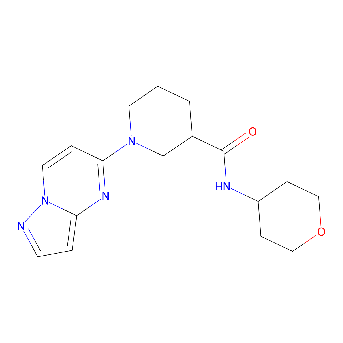N-(oxan-4-yl)-1-{pyrazolo[1,5-a]pyrimidin-5-yl}piperidine-3-carboxamide molecular structure, CAS 2877691-37-5