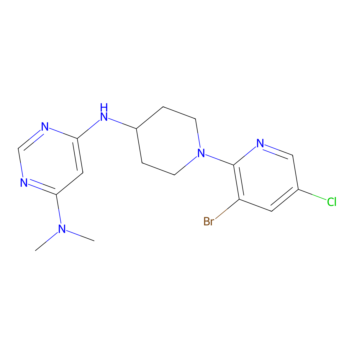 N6-[1-(3-bromo-5-chloropyridin-2-yl)piperidin-4-yl]-N4,N4-dimethylpyrimidine-4,6-diamine molecular structure, CAS 2877691-41-1