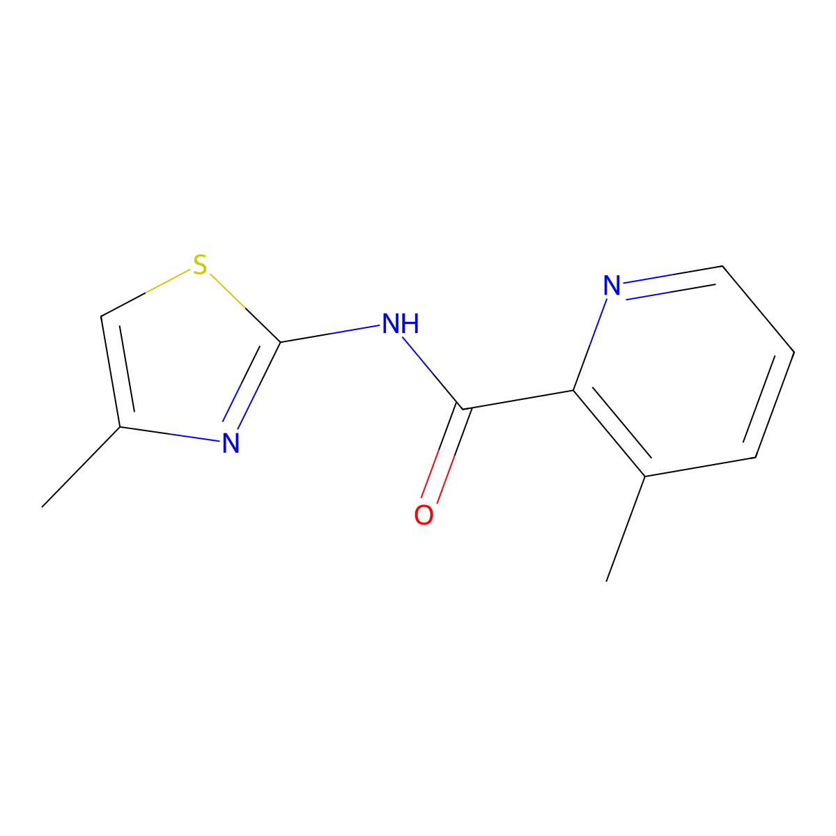 3-methyl-N-(4-methyl-1,3-thiazol-2-yl)pyridine-2-carboxamide molecular structure, CAS 2877691-42-2