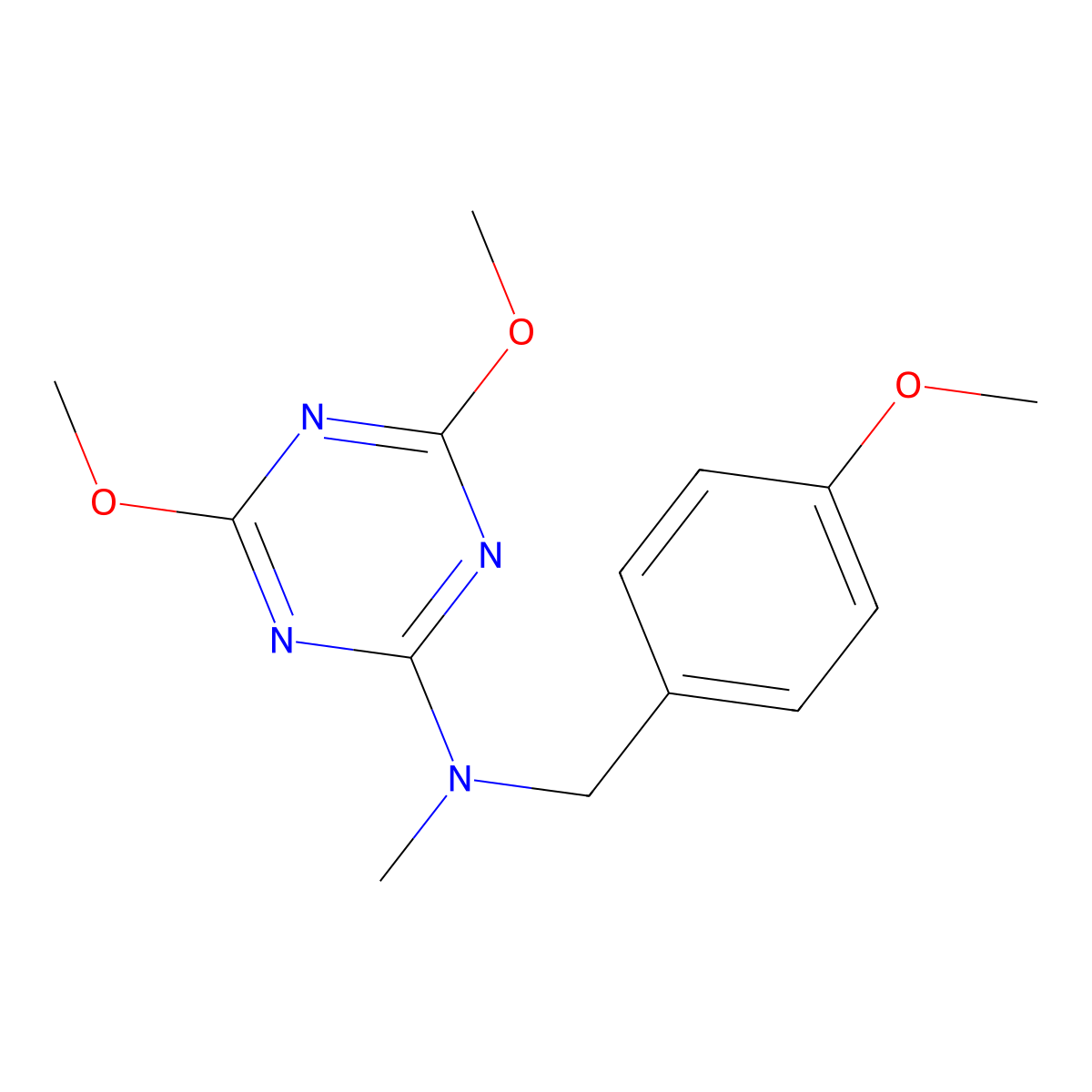 4,6-dimethoxy-N-[(4-methoxyphenyl)methyl]-N-methyl-1,3,5-triazin-2-amine molecular structure, CAS 2877691-45-5