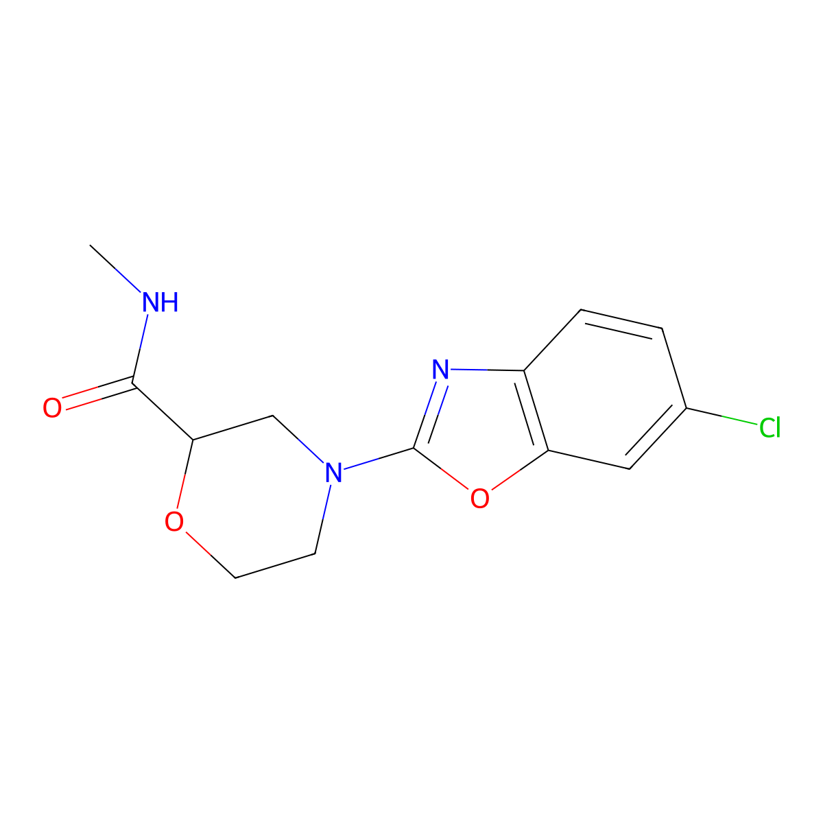 4-(6-chloro-1,3-benzoxazol-2-yl)-N-methylmorpholine-2-carboxamide molecular structure, CAS 2877691-46-6