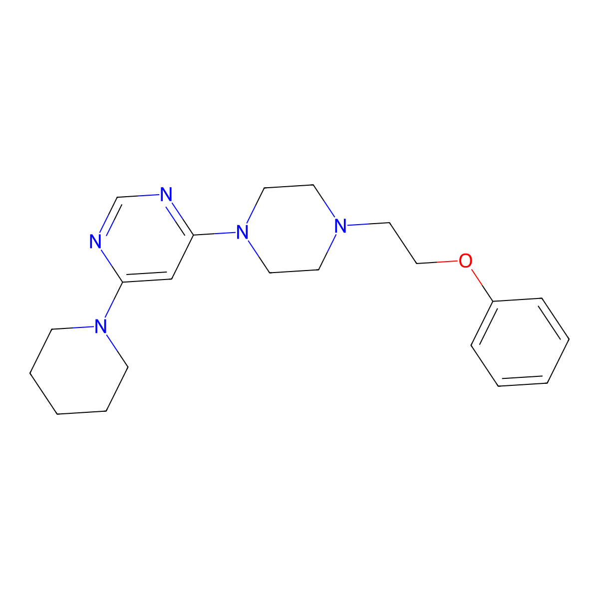4-[4-(2-Phenoxyethyl)piperazin-1-yl]-6-(piperidin-1-yl)pyrimidine molecular structure, CAS 2877691-59-1