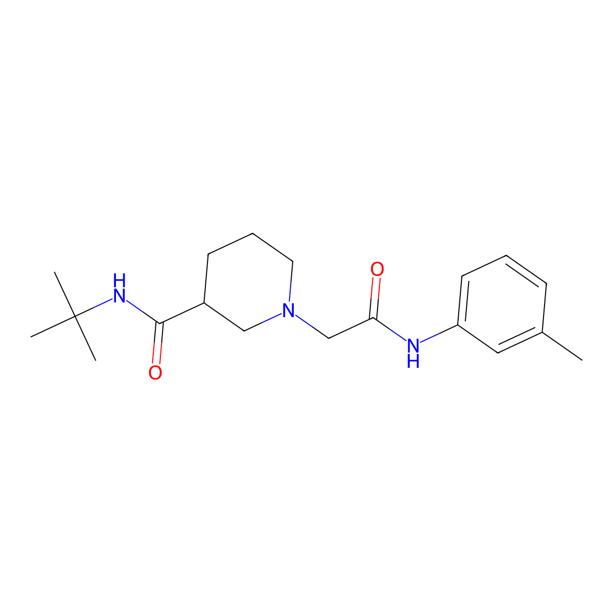 N-tert-butyl-1-{[(3-methylphenyl)carbamoyl]methyl}piperidine-3-carboxamide molecular structure, CAS 2877691-65-9