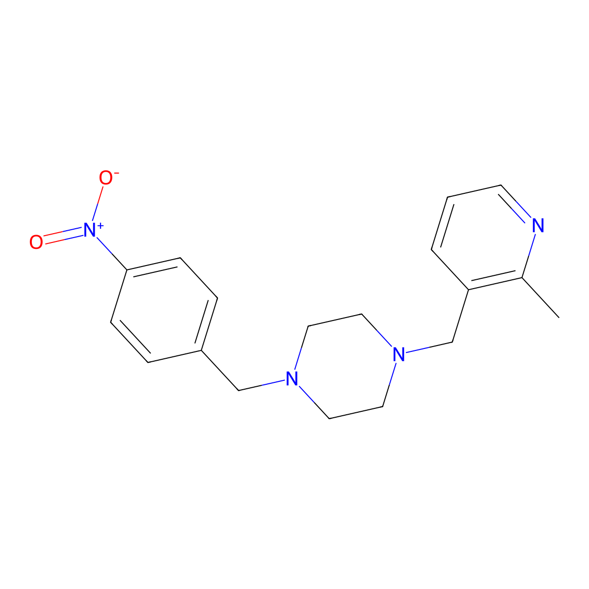 1-[(2-Methylpyridin-3-yl)methyl]-4-[(4-nitrophenyl)methyl]piperazine molecular structure, CAS 2877691-66-0