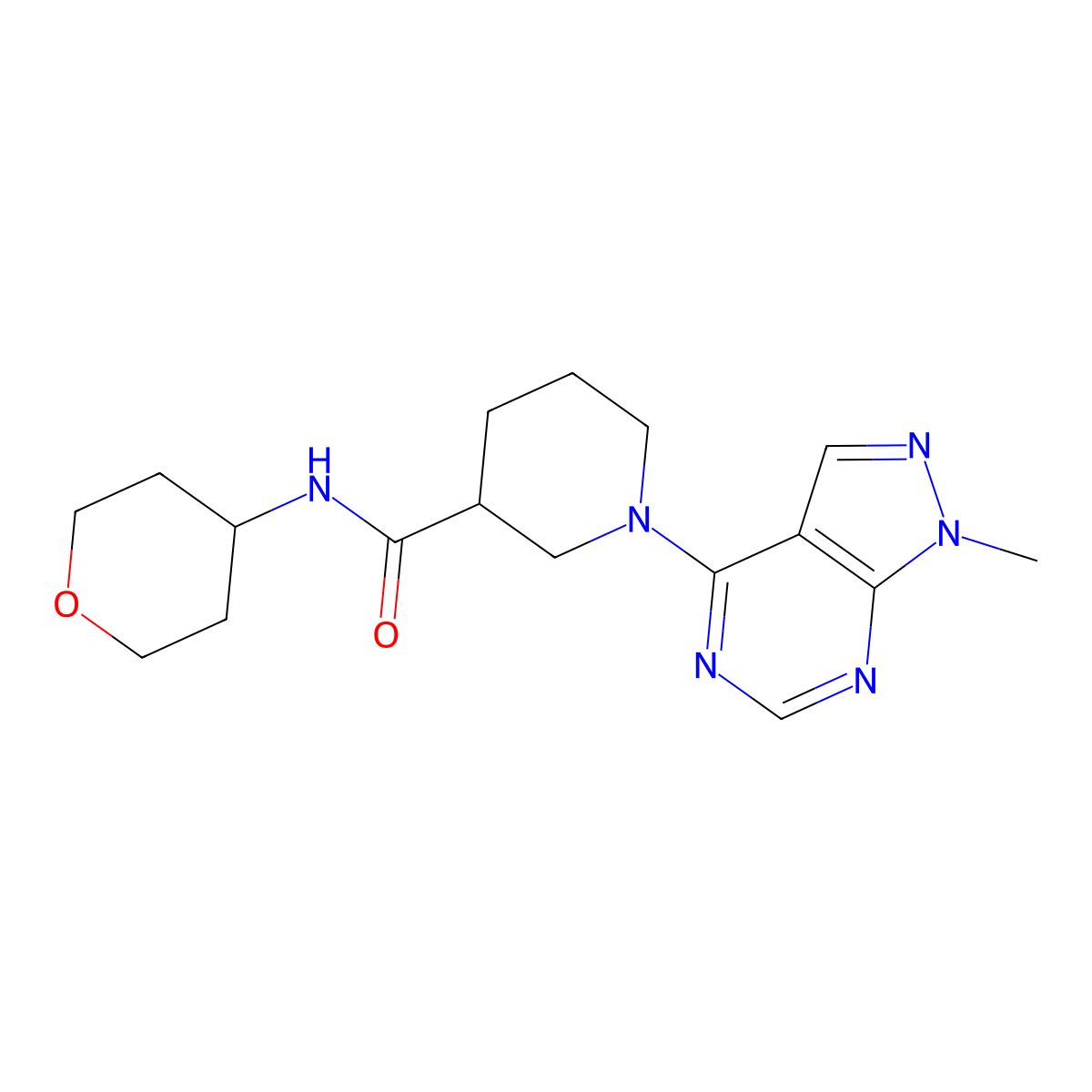 1-{1-methyl-1H-pyrazolo[3,4-d]pyrimidin-4-yl}-N-(oxan-4-yl)piperidine-3-carboxamide molecular structure, CAS 2877691-69-3