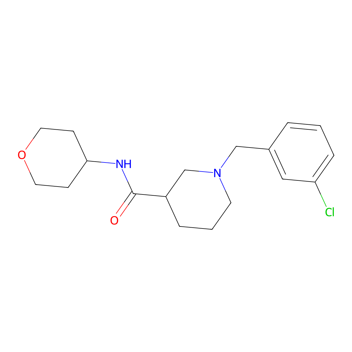1-[(3-chlorophenyl)methyl]-N-(oxan-4-yl)piperidine-3-carboxamide molecular structure, CAS 2877691-71-7