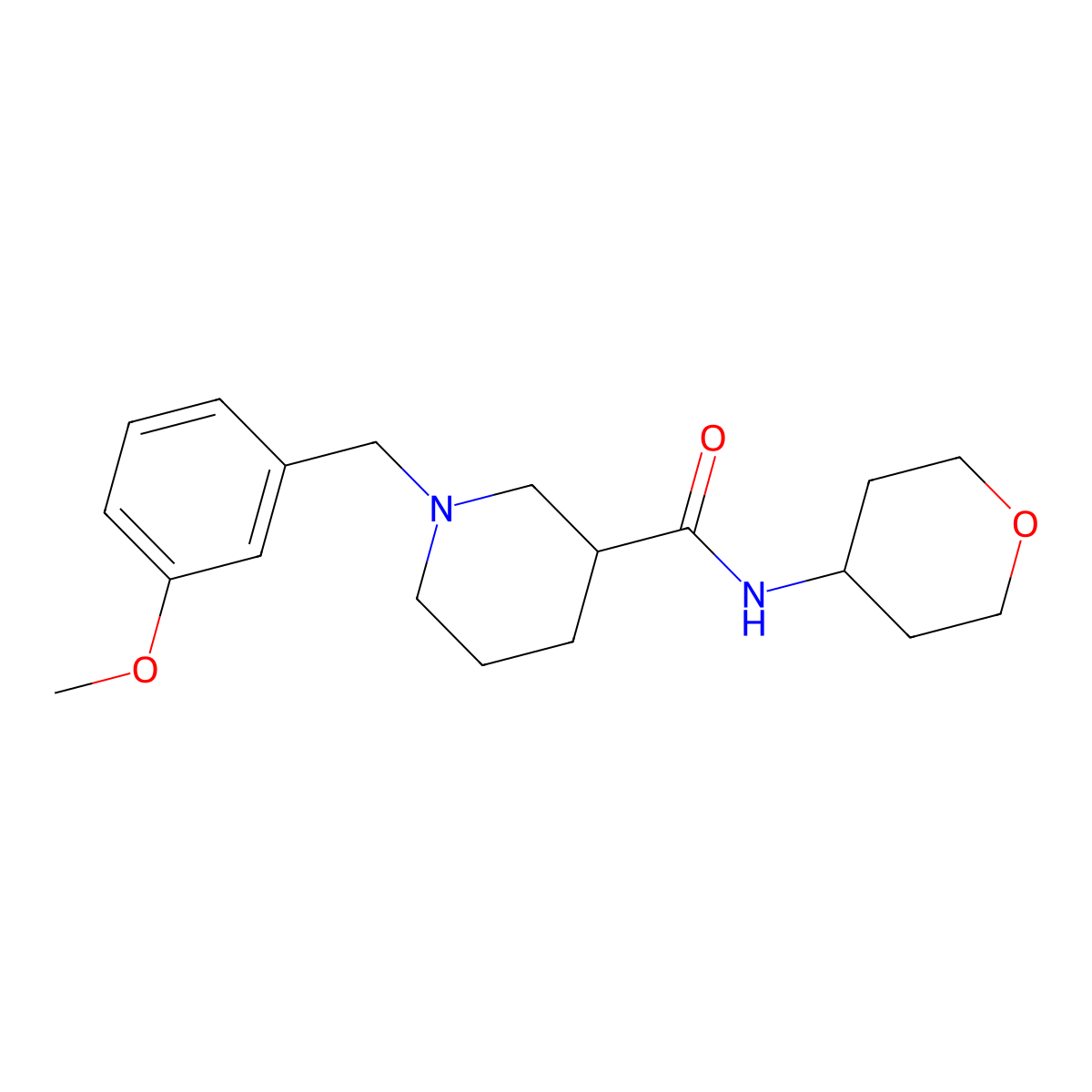 1-[(3-methoxyphenyl)methyl]-N-(oxan-4-yl)piperidine-3-carboxamide molecular structure, CAS 2877691-73-9