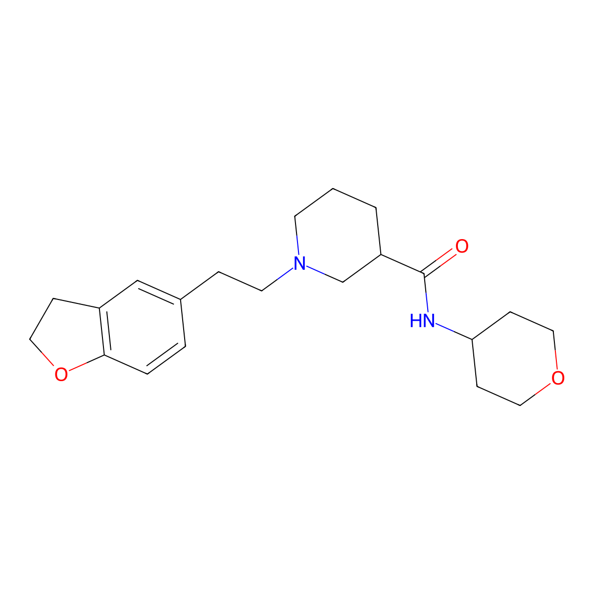 1-[2-(2,3-dihydro-1-benzofuran-5-yl)ethyl]-N-(oxan-4-yl)piperidine-3-carboxamide molecular structure, CAS 2877691-75-1