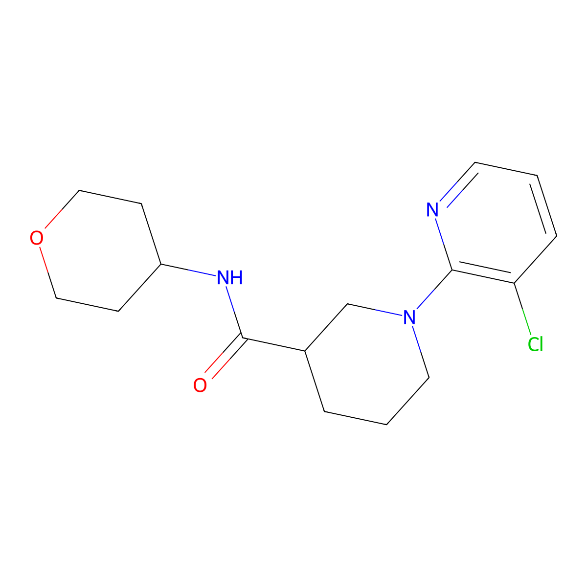 1-(3-chloropyridin-2-yl)-N-(oxan-4-yl)piperidine-3-carboxamide molecular structure, CAS 2877691-77-3