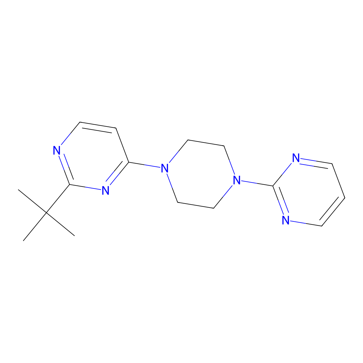 2-Tert-butyl-4-[4-(pyrimidin-2-yl)piperazin-1-yl]pyrimidine molecular structure, CAS 2877691-84-2