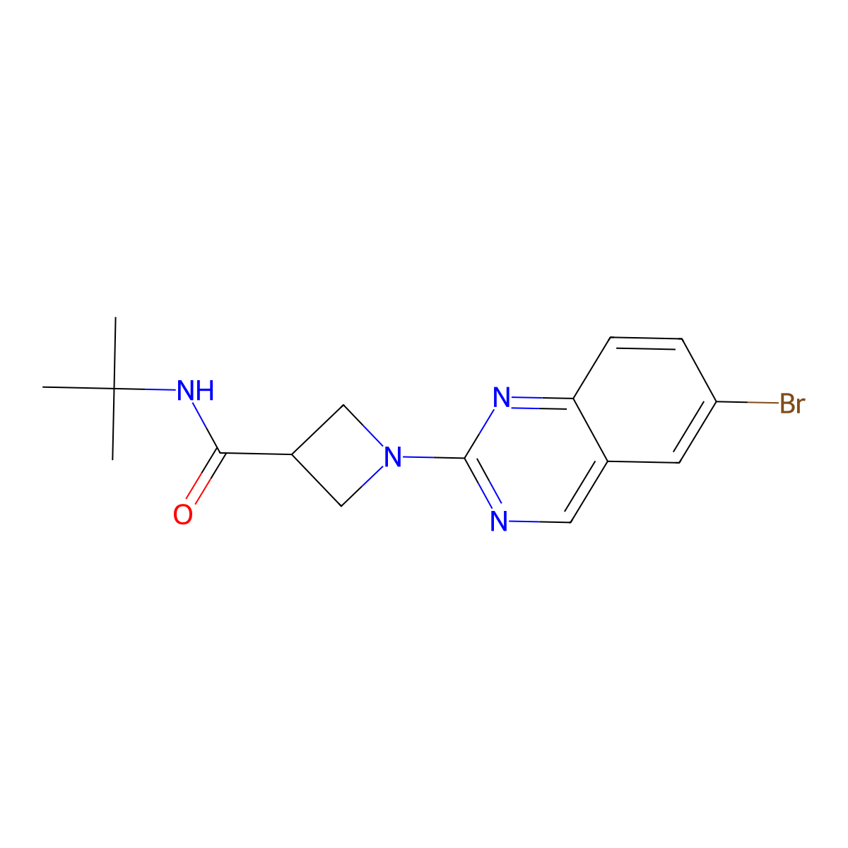 1-(6-bromoquinazolin-2-yl)-N-tert-butylazetidine-3-carboxamide molecular structure, CAS 2877691-96-6