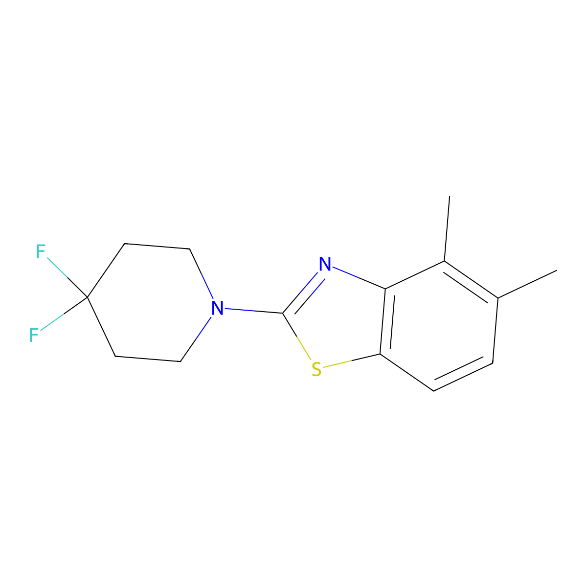 2-(4,4-Difluoropiperidin-1-yl)-4,5-dimethyl-1,3-benzothiazole molecular structure, CAS 2877691-97-7
