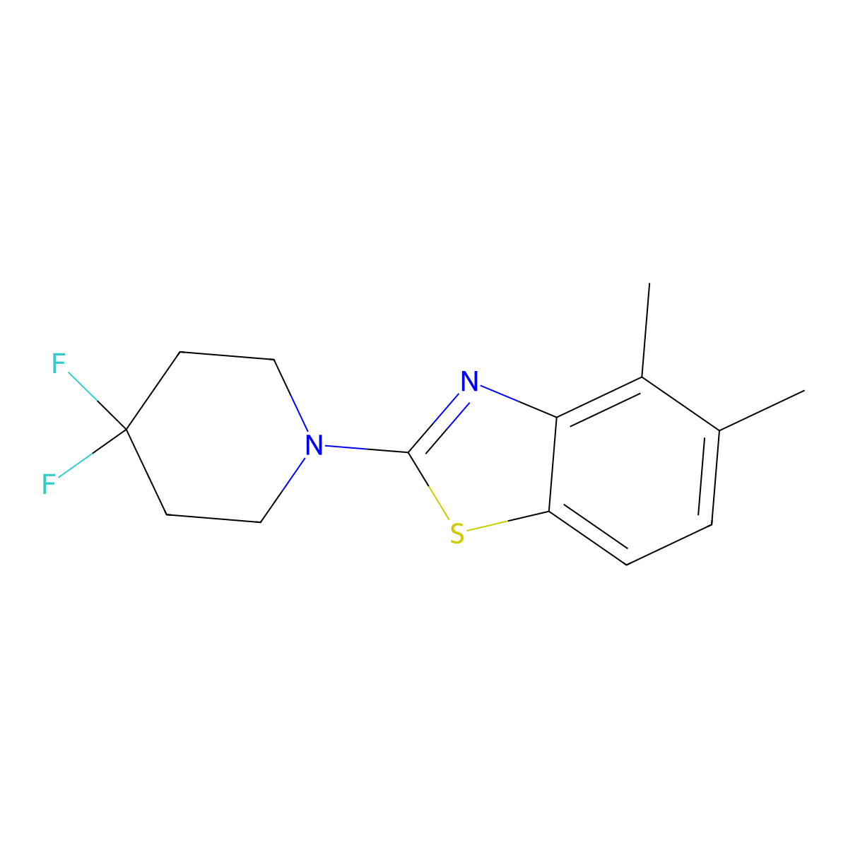 2-(4,4-Difluoropiperidin-1-yl)-4,5-dimethyl-1,3-benzothiazole molecular structure, CAS 2877691-97-7