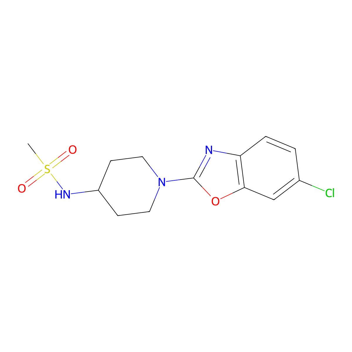 N-[1-(6-chloro-1,3-benzoxazol-2-yl)piperidin-4-yl]methanesulfonamide molecular structure, CAS 2877691-98-8