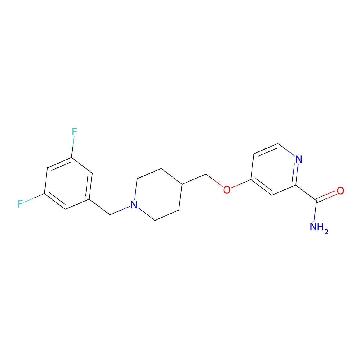4-({1-[(3,5-Difluorophenyl)methyl]piperidin-4-yl}methoxy)pyridine-2-carboxamide molecular structure, CAS 2877692-01-6