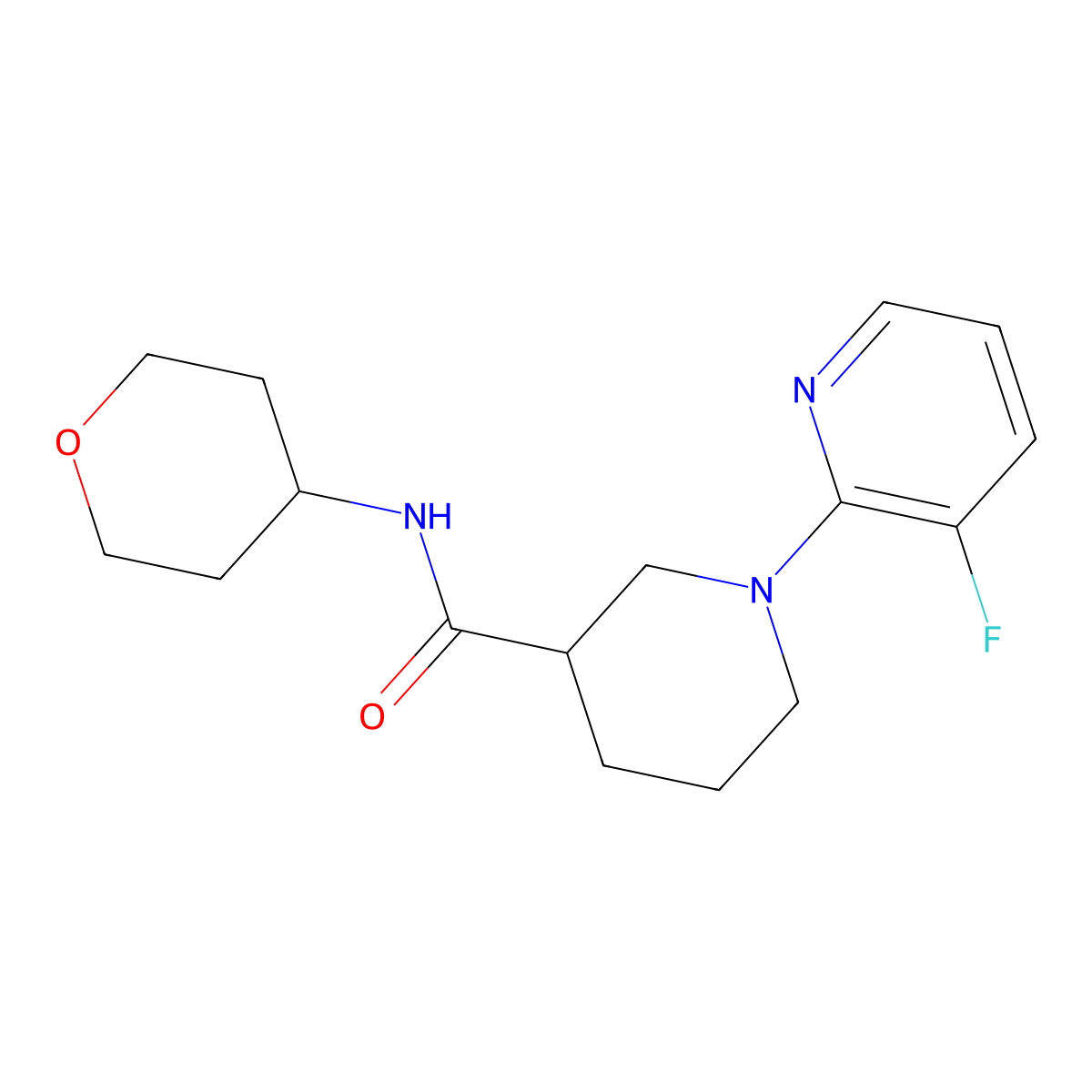 1-(3-fluoropyridin-2-yl)-N-(oxan-4-yl)piperidine-3-carboxamide molecular structure, CAS 2877692-04-9