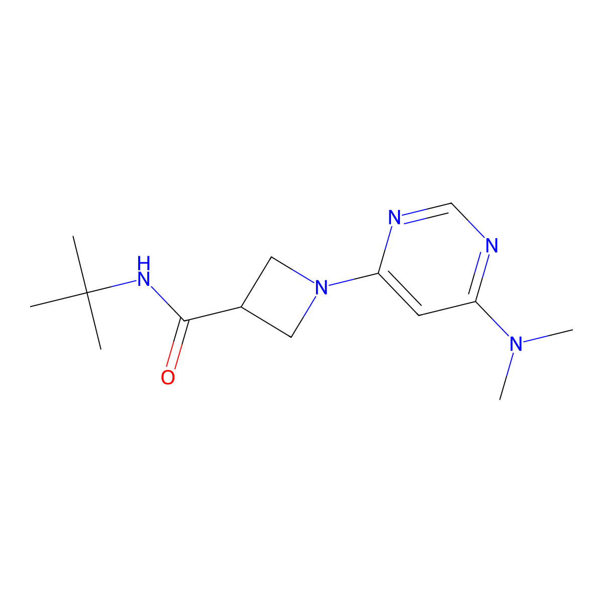 N-tert-butyl-1-[6-(dimethylamino)pyrimidin-4-yl]azetidine-3-carboxamide molecular structure, CAS 2877692-14-1