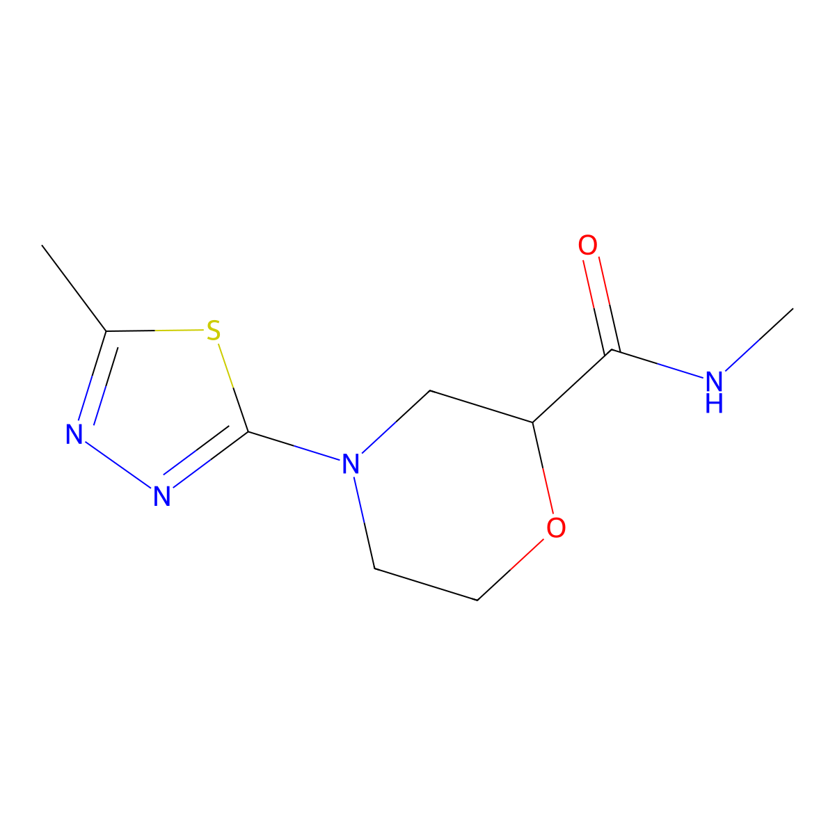 N-methyl-4-(5-methyl-1,3,4-thiadiazol-2-yl)morpholine-2-carboxamide molecular structure, CAS 2877692-15-2