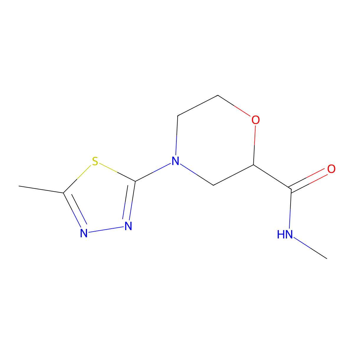 N-methyl-4-(5-methyl-1,3,4-thiadiazol-2-yl)morpholine-2-carboxamide molecular structure, CAS 2877692-15-2
