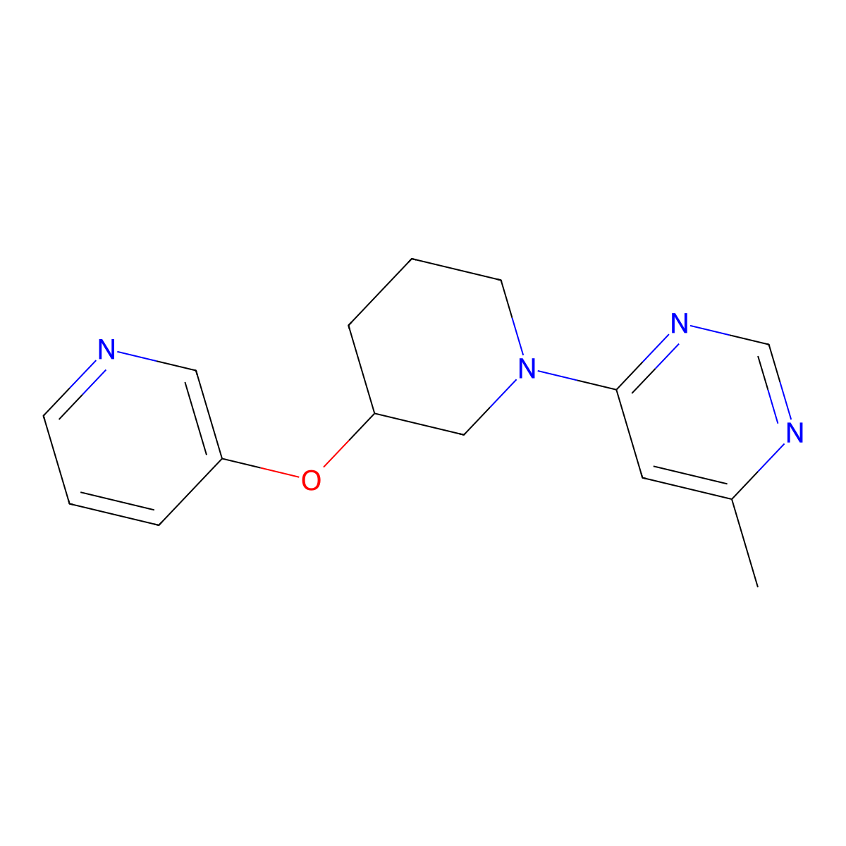 4-Methyl-6-[3-(pyridin-3-yloxy)piperidin-1-yl]pyrimidine molecular structure, CAS 2877692-18-5