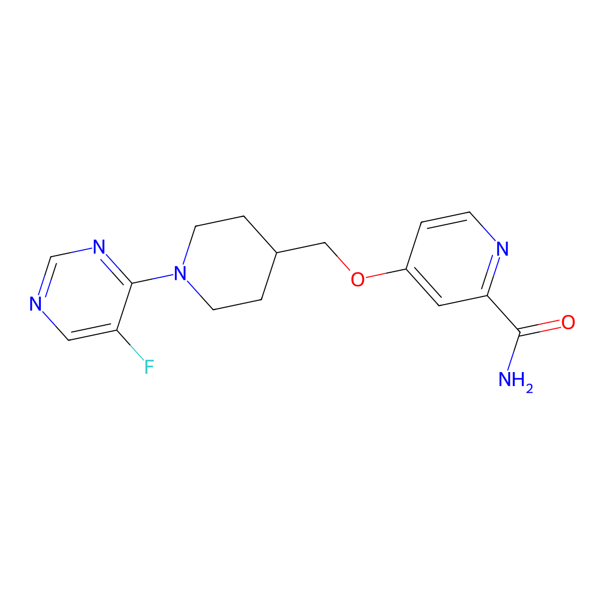 4-{[1-(5-Fluoropyrimidin-4-yl)piperidin-4-yl]methoxy}pyridine-2-carboxamide molecular structure, CAS 2877692-23-2