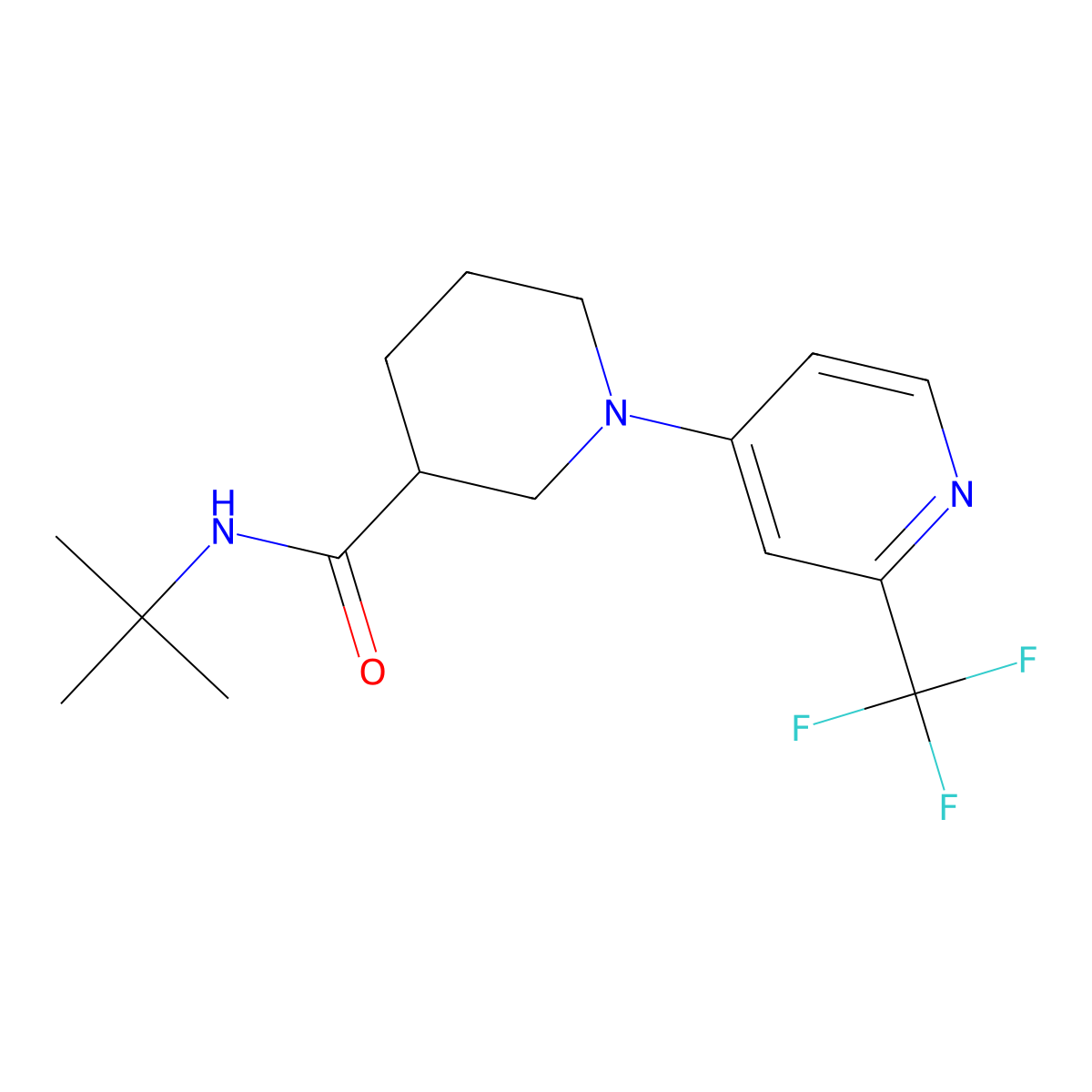 N-tert-butyl-1-[2-(trifluoromethyl)pyridin-4-yl]piperidine-3-carboxamide molecular structure, CAS 2877692-27-6