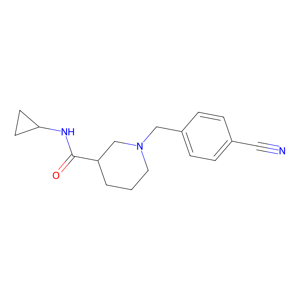 1-[(4-cyanophenyl)methyl]-N-cyclopropylpiperidine-3-carboxamide molecular structure, CAS 2877692-31-2