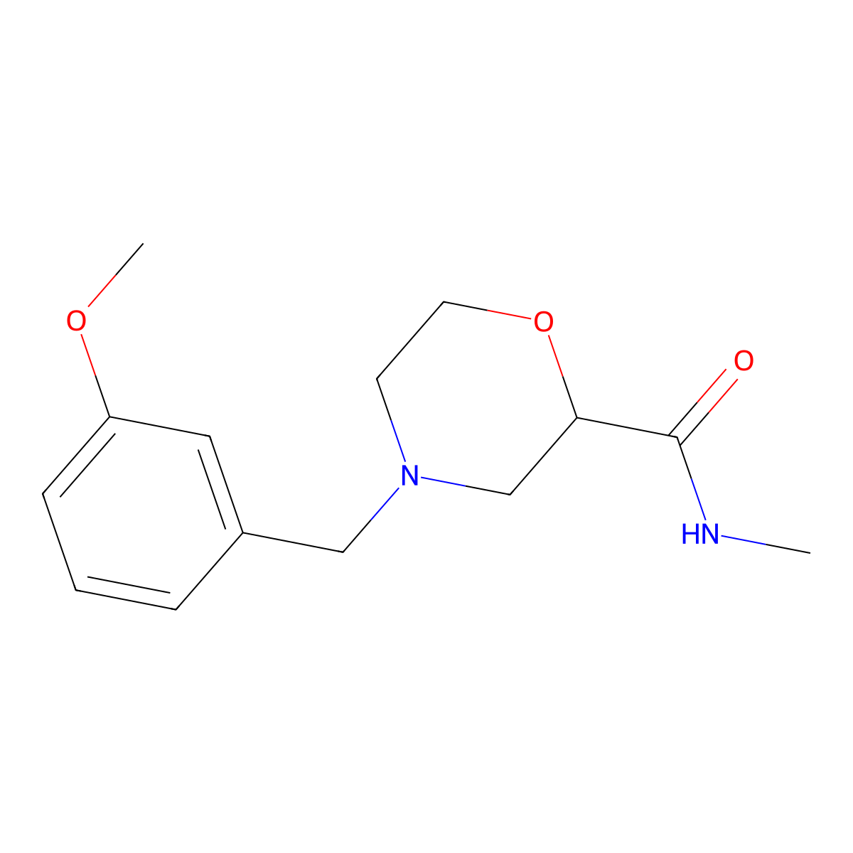4-[(3-methoxyphenyl)methyl]-N-methylmorpholine-2-carboxamide molecular structure, CAS 2877692-32-3